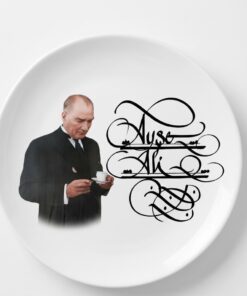 Atatürk resimli  kaligrafi isim yazılı tabak