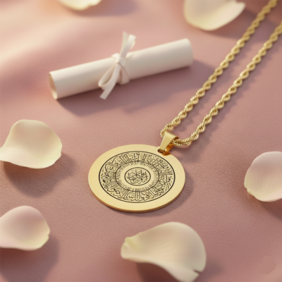 Kişiye özel İsimli ve Ayet-El Kürsi Yazılı Kolye