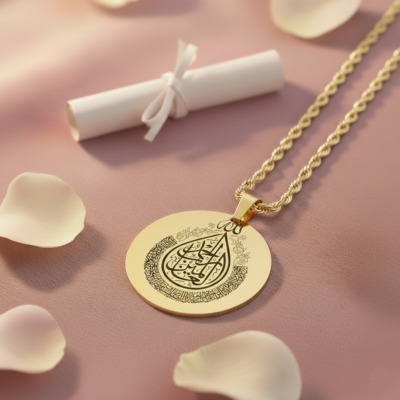 Kişiye özel İsimli ve Ayet-El Kürsi Yazılı Kolye